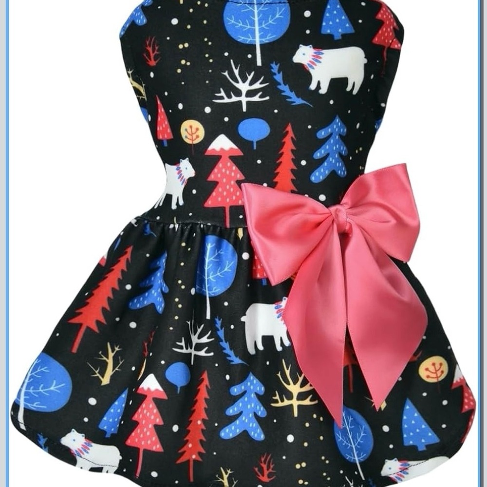 Dog Christmas Dress, Short Velvet Dog Winter Outfit, Dogs Girl Winter dress new